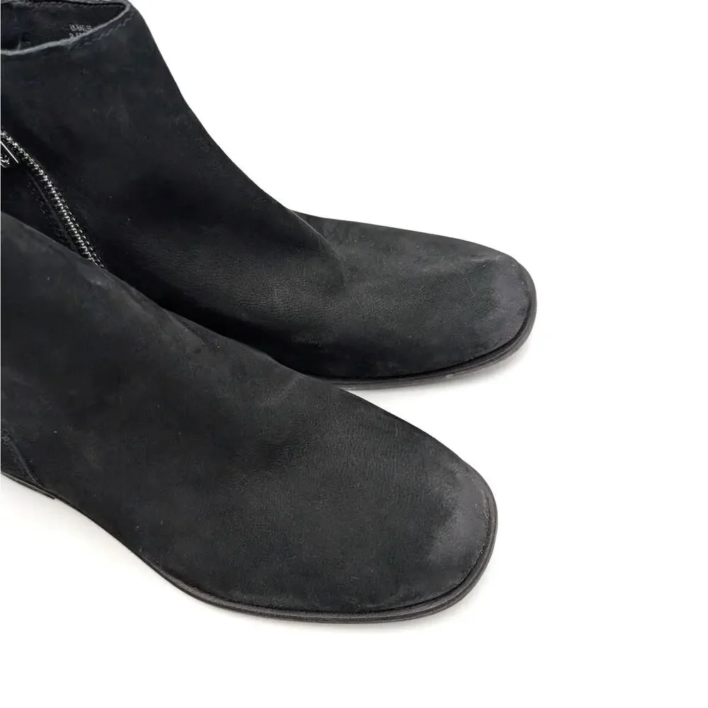 Lucky Brand Baelee Leather Ankle Boots Side Zip Women's Black Size US8.5M EU39.5